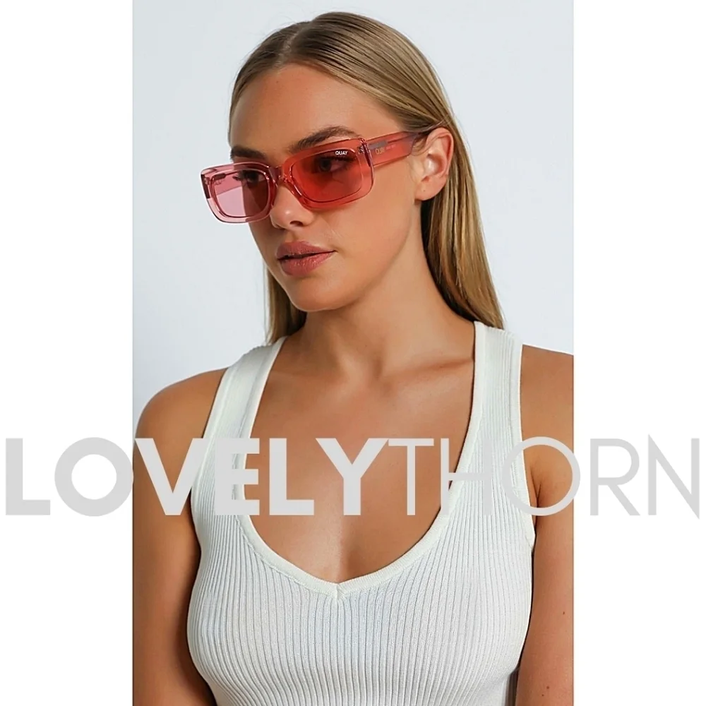 QUAY // ltd ed rare coral rectangular retro-chic yada yada sunglasses